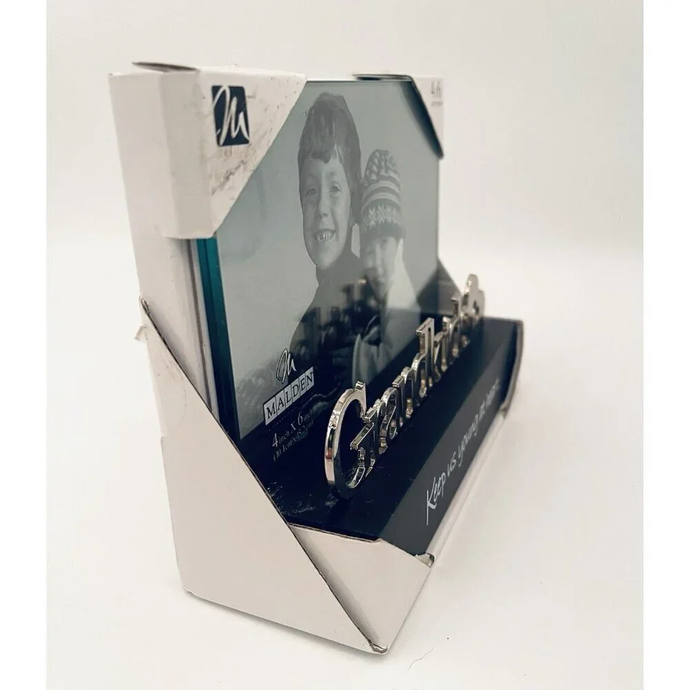 Grandkids Photo Frame 4x6 Picture Shelf Table Desk 3D Glass Grandparents Gift